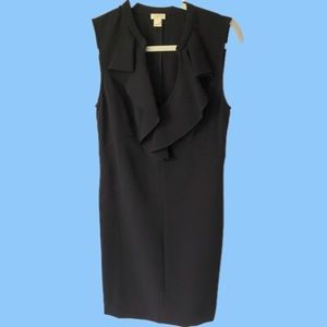 JCrew size 8 black ruffle front dress